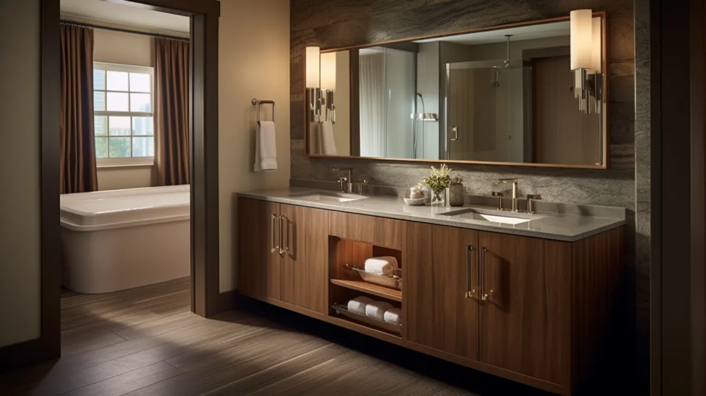 sophisticated bathroom showcasing a modern double sink cfdb372c e300 4055 9562 cf24bd7547e6