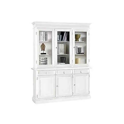 Crédence en bois avec vitrine, blanc mat, produit vénitien pour salle à manger (voir photo)
