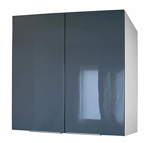 Berlioz Creations CP8HG Meuble Haut de Cuisine avec 2 Portes Gris Haute Brillance 80 x 34 x 70 cm, Fabrication 100…
