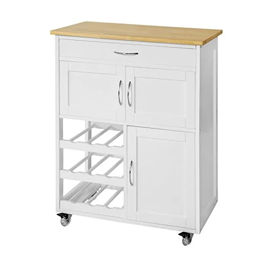 SoBuy FKW45-WN Desserte Chariot de Cuisine de Service Roulant, Meuble Armoire de Rangement cusine sur roulettes…
