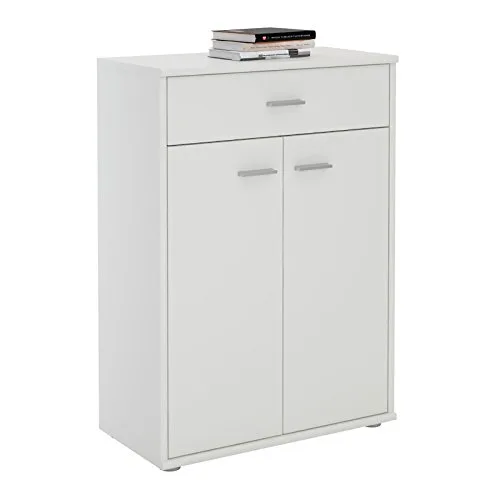 IDIMEX Buffet Calais, Commode Meuble de Rangement avec 1 tiroir et 2 Portes, en mélaminé Blanc Mat – Dim : L 60 x H 84 x…