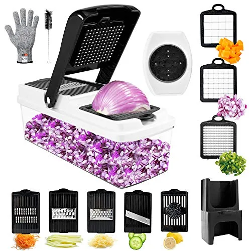 Mandoline Cuisine,TATUFY 9 en 1 Multifonction Professionnelle Coupe légumes, coupe fruits, coupe pommes de terre avec…