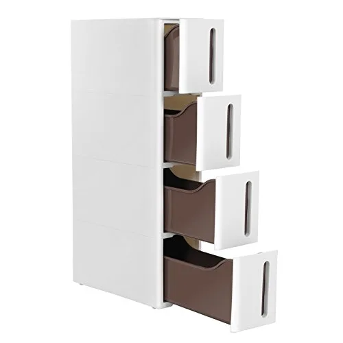 SONGMICS Tour de Rangement sur roulettes, Colonne de Cuisine étroite, Étagère Plastique à 4 Niveaux, Gain de Place, 45 x…