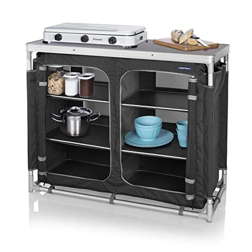 Campart Cuisine de camping Madrid – 6 compartiments – Desserte, Gris, 102 x 47 x 82 cm