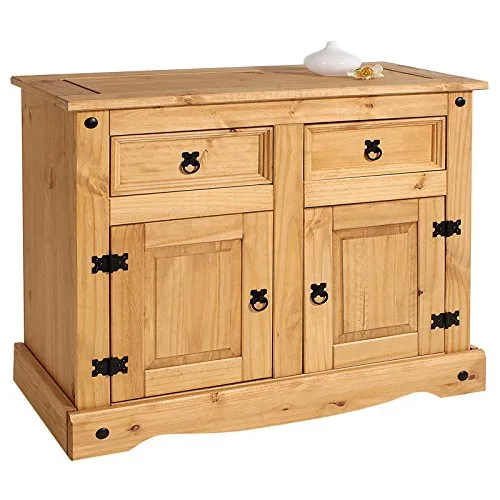 IDIMEX Buffet Salsa Commode bahut vaisselier en Bois Style Mexicain avec 2 Portes battantes et 2 tiroirs, en pin Massif…