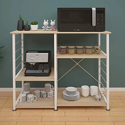 DlandHome Etagères de Cuisine pour Le Stockage, Meuble Rangement Desserte de Cuisine avec 3+3 Tablettes pour Micro-Ondes…