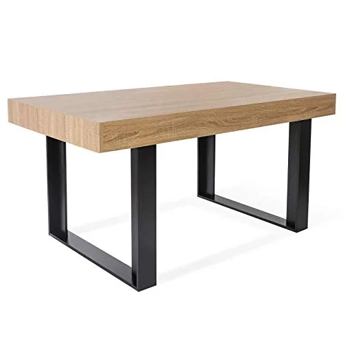 IDMarket – Table à Manger Phoenix 6 Personnes Bois et Noir 160 cm