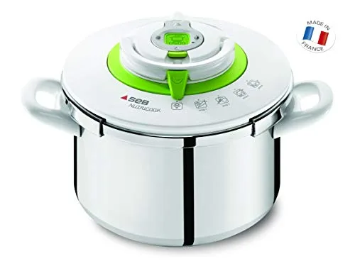 Seb Nutricook Cocotte Minute 8 L verte + Livre de recettes, Autocuiseur inox, Induction P4221403