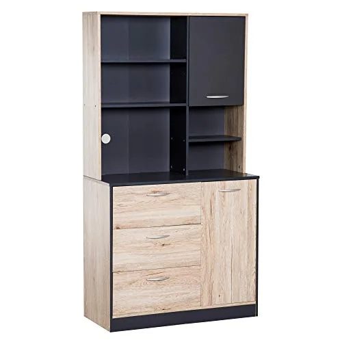 HOMCOM Buffet de Cuisine Armoire de Cuisine Multi-rangements 2 Portes 3 tiroirs 3 étagères + Grand Plateau 90L x 39l x…