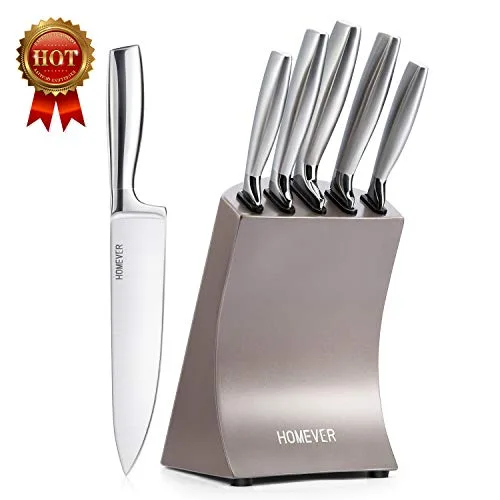 Couteau Cuisine, Ensemble de Couteaux Professionals, 6 Pièces Couteaux Set de Cuisine avec Bloc, Acier Inoxydable…