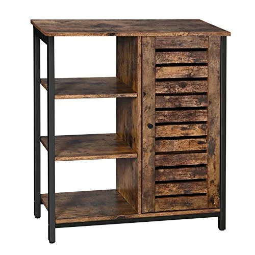 VASAGLE Meuble de Rangement, Buffet, Étagère, Placard, Armoire, 3 étagères et 1 Compartiment avec Porte, Cadre en Acier…