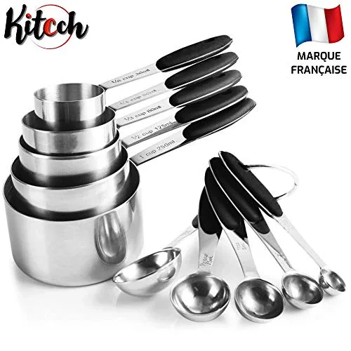 Measuring Cups – Cuillere Doseuse en Inox – Doseur Cuisine pour des Mesures Précises de vos Ingrédients en ML et en Cup…