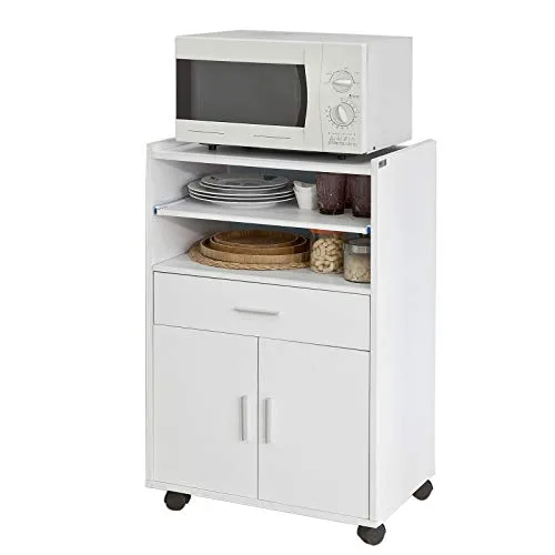 SoBuy® FSB09-W Desserte Micro-Onde à roulettes Meuble de Rangement Cuisine