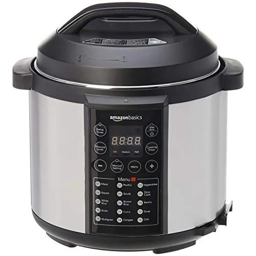 Amazon Basics Cuiseur-vapeur électrique multi-usage 23-en-1, 5,5 litres, 1 000 W, acier inoxydable brossé, avec livre de…