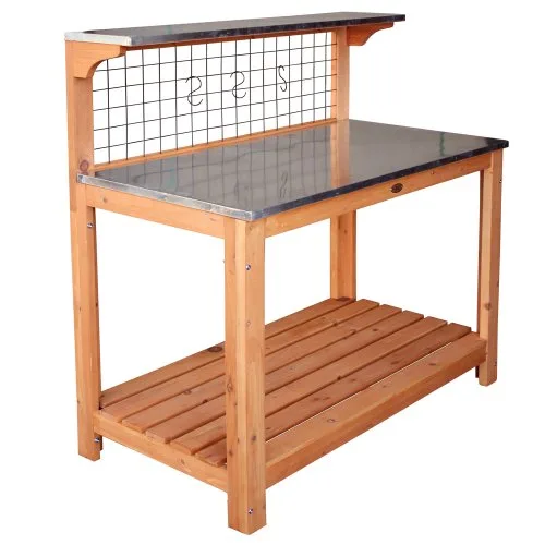 HABAU 695-FSC Garden Table with Zinc-Plated Working Surface